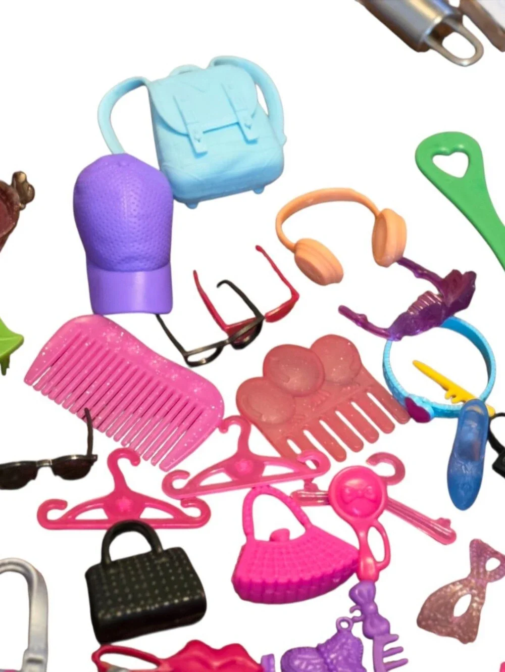 Mixed Doll Accessories Lot Barbie Our Generation Lori Miniature Purses Hats Glas